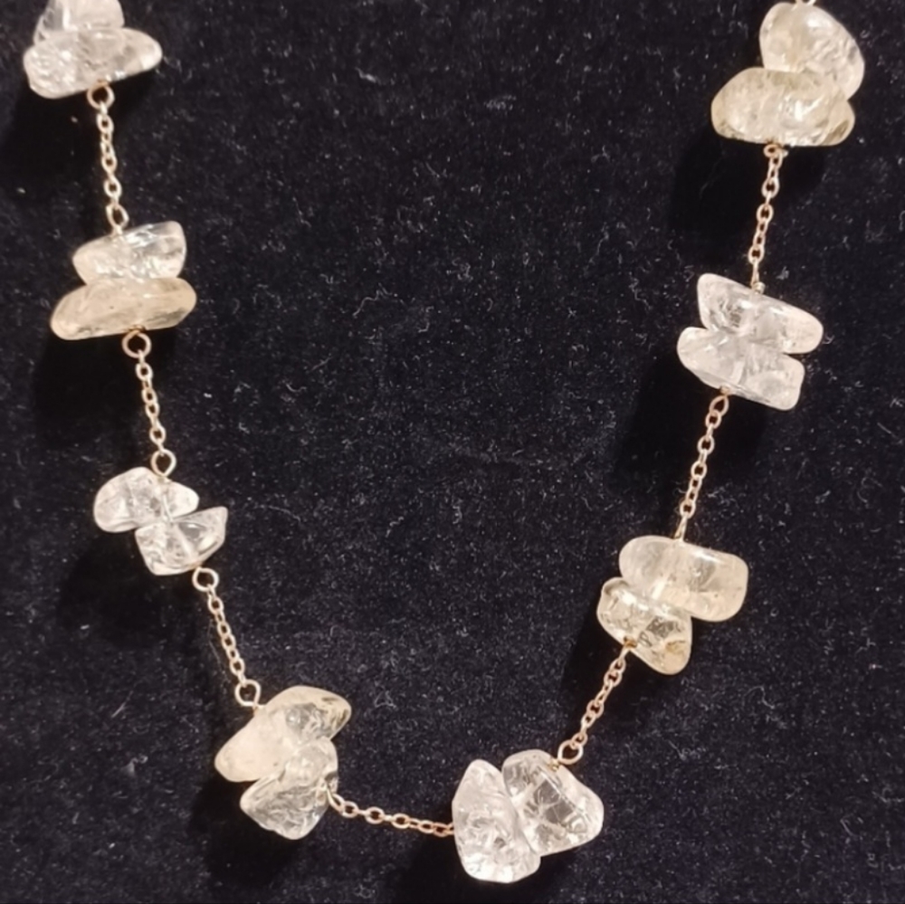 ROCK POLISHED CRYSTALS STERLING SILVER NECKLACE